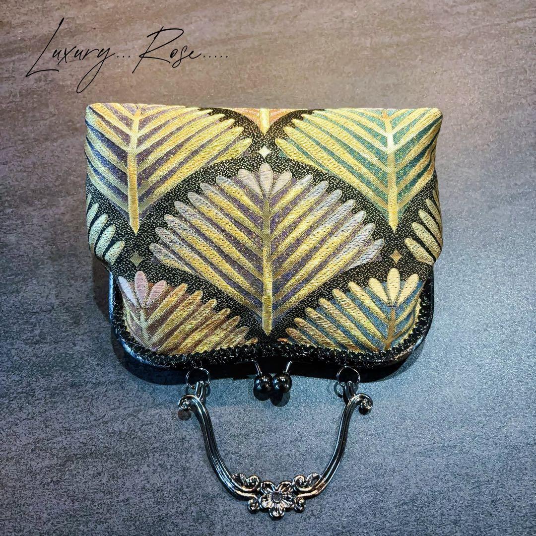 大松♡粋で可愛くカッコよく！お洒落新品西陣織帯地で人気のキリッとブラック帯バッグ