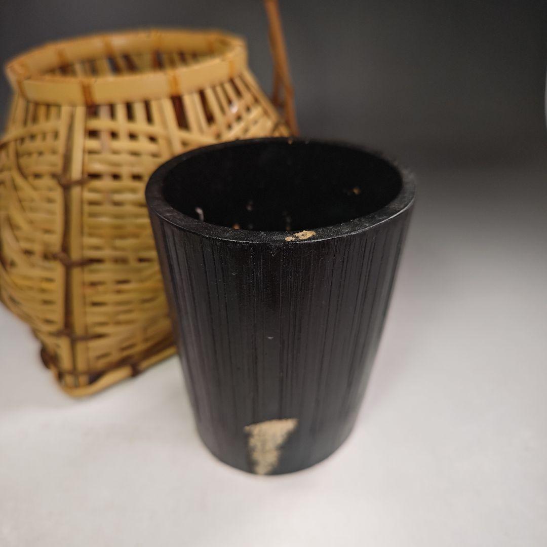 イ830 花籠『島田竹宝斎』『宗全篭　白竹花入　花器　紙共箱』茶道具