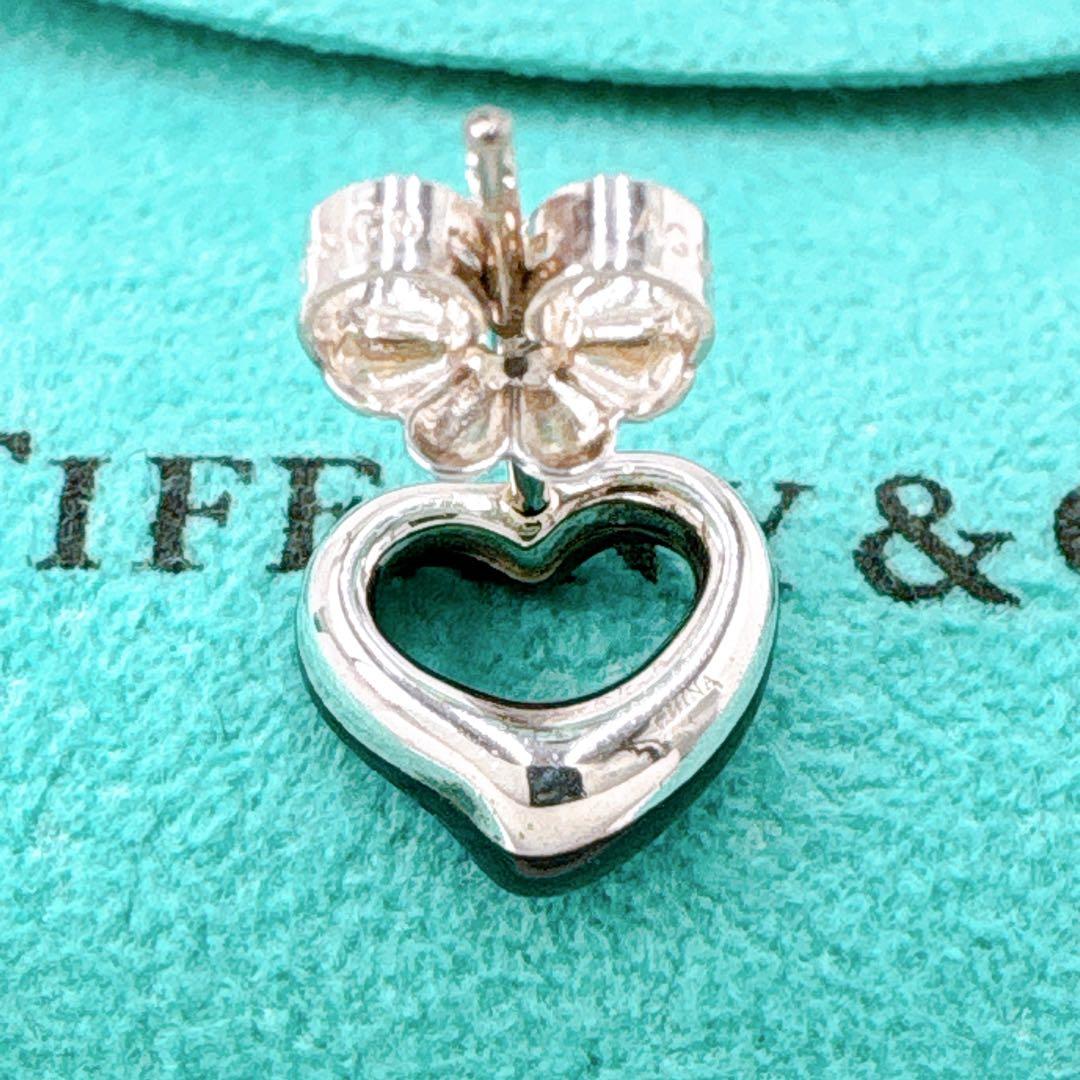 極美品レア ティファニー オープンハート ピアス ブラックジェイド シルバー