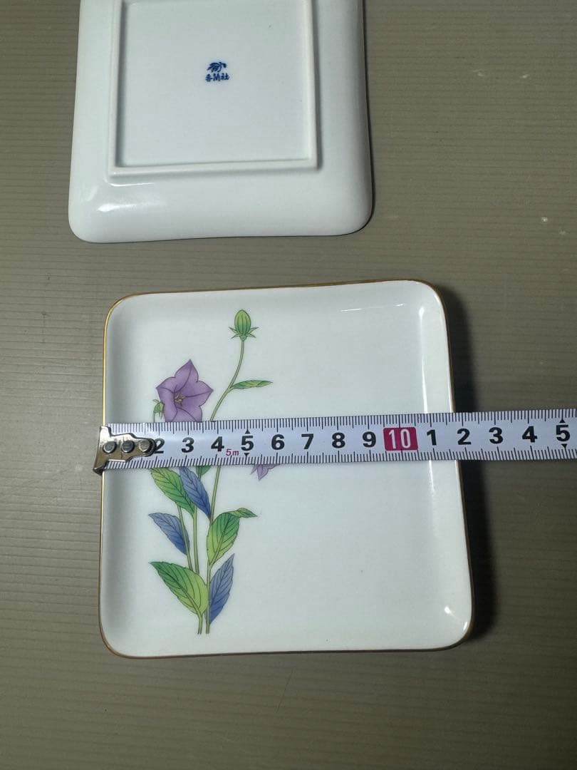 2595 香蘭社　茶席の花　皿　5客　金彩　未使用