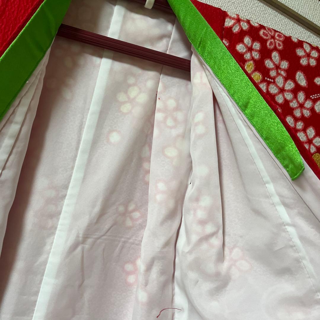 七五三　7歳　赤　絞り風　かのこ　アンティーク　正絹