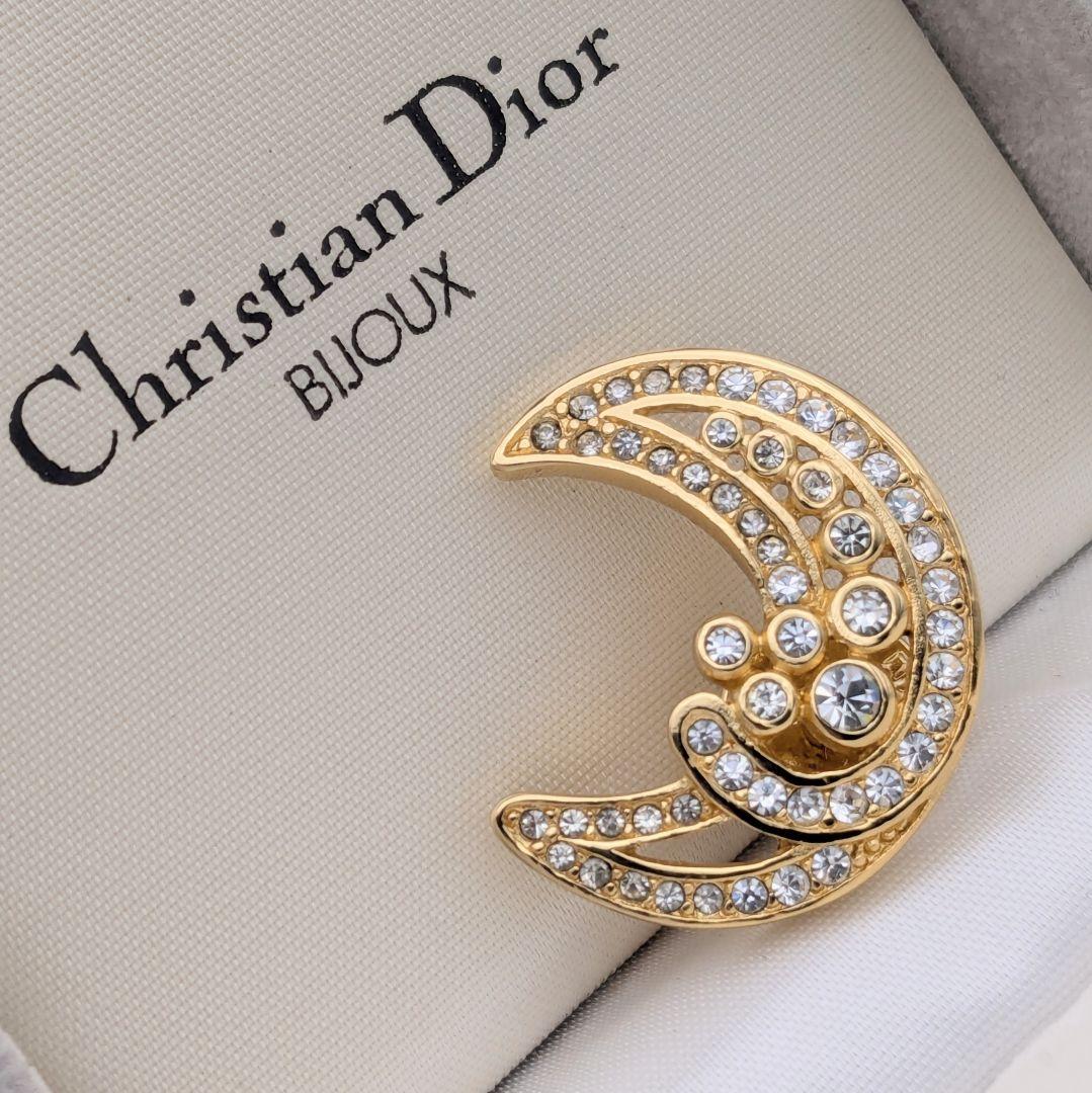 美品 Christian Dior ディオール ヴィンテージ ムーン ブローチ