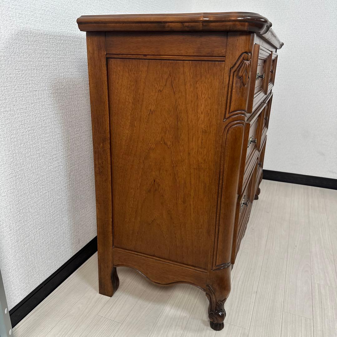 【展示品】英国 アンティーク調 チェスト 3段6杯 レリーフ 彫刻 ※i4※