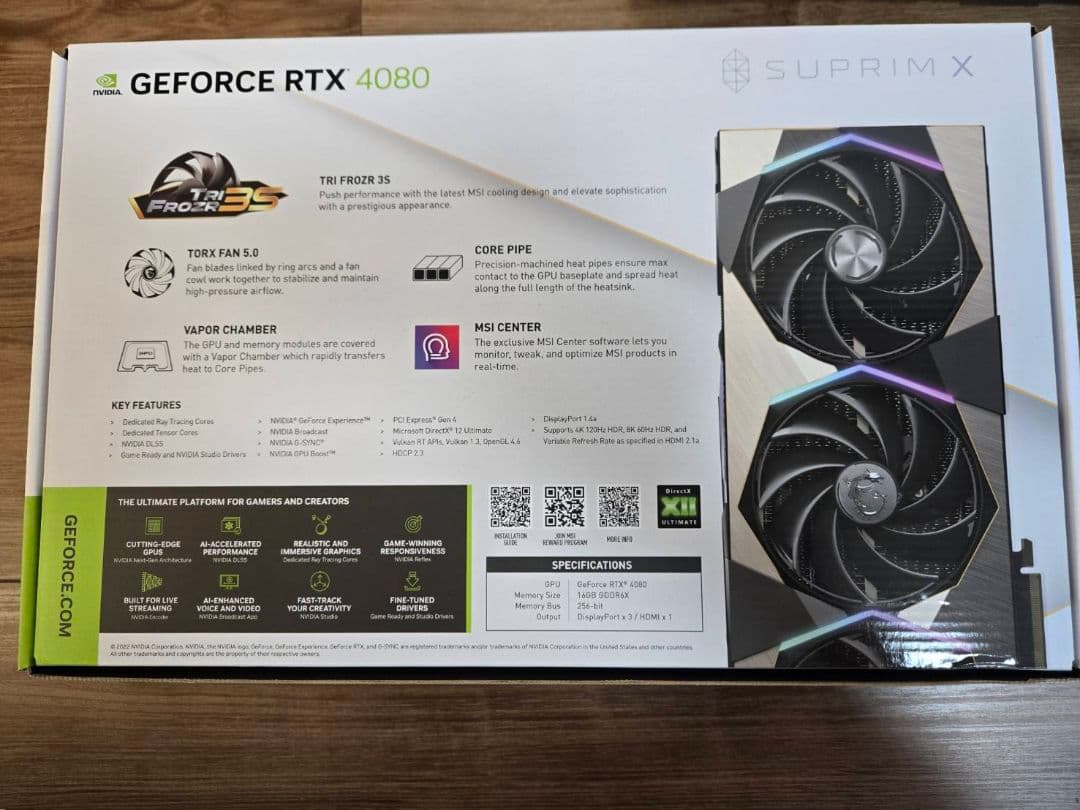 グラフィックボード・グラボ・ビデオカード MSI GeForce rtx4080 SUPRIM X
