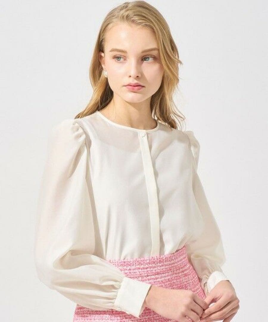 【美品】ANAYI シアーオーガンジーボウタイ ブラウス 38