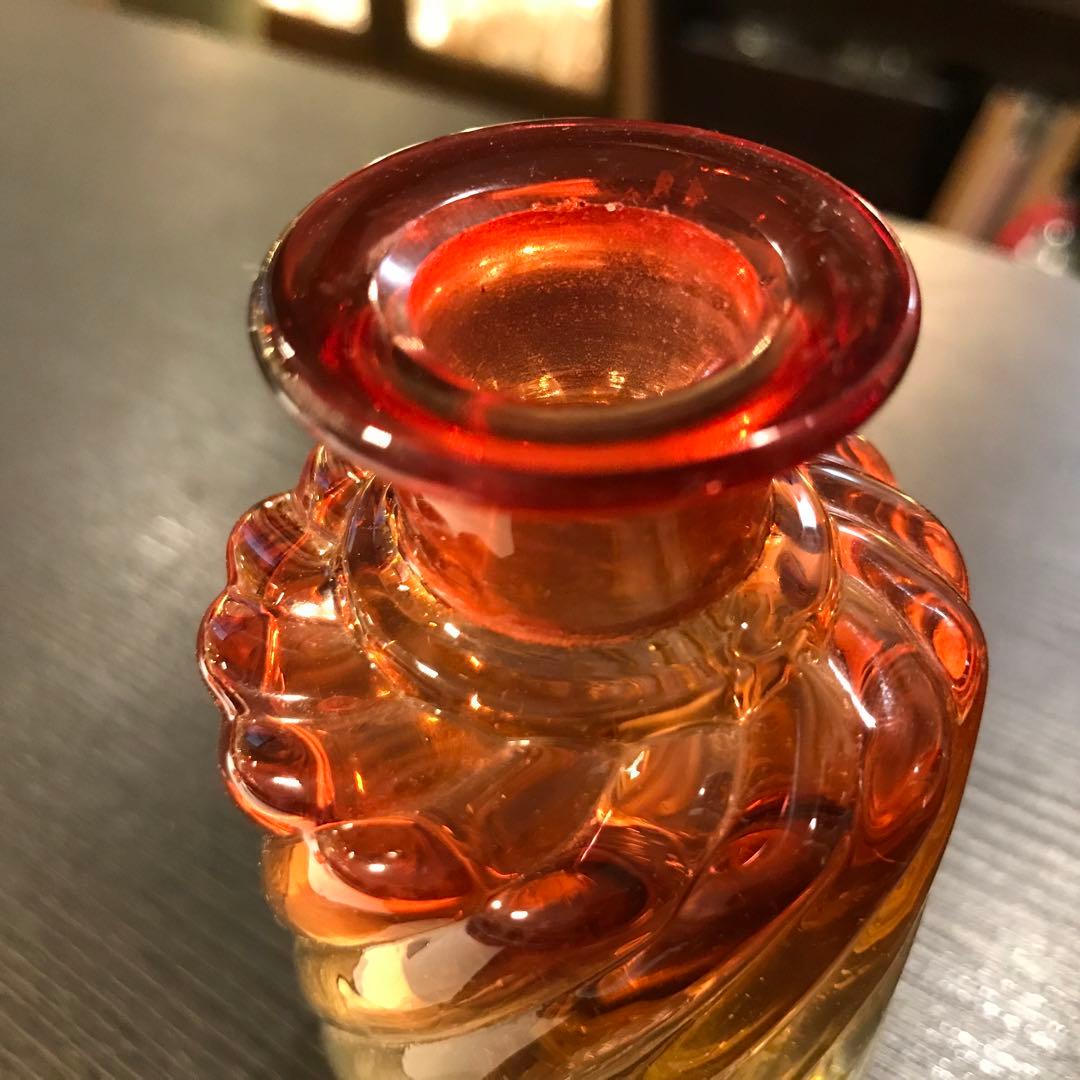 美オールドバカラBACCARATバンブーBambou赤から無色のフラコーン