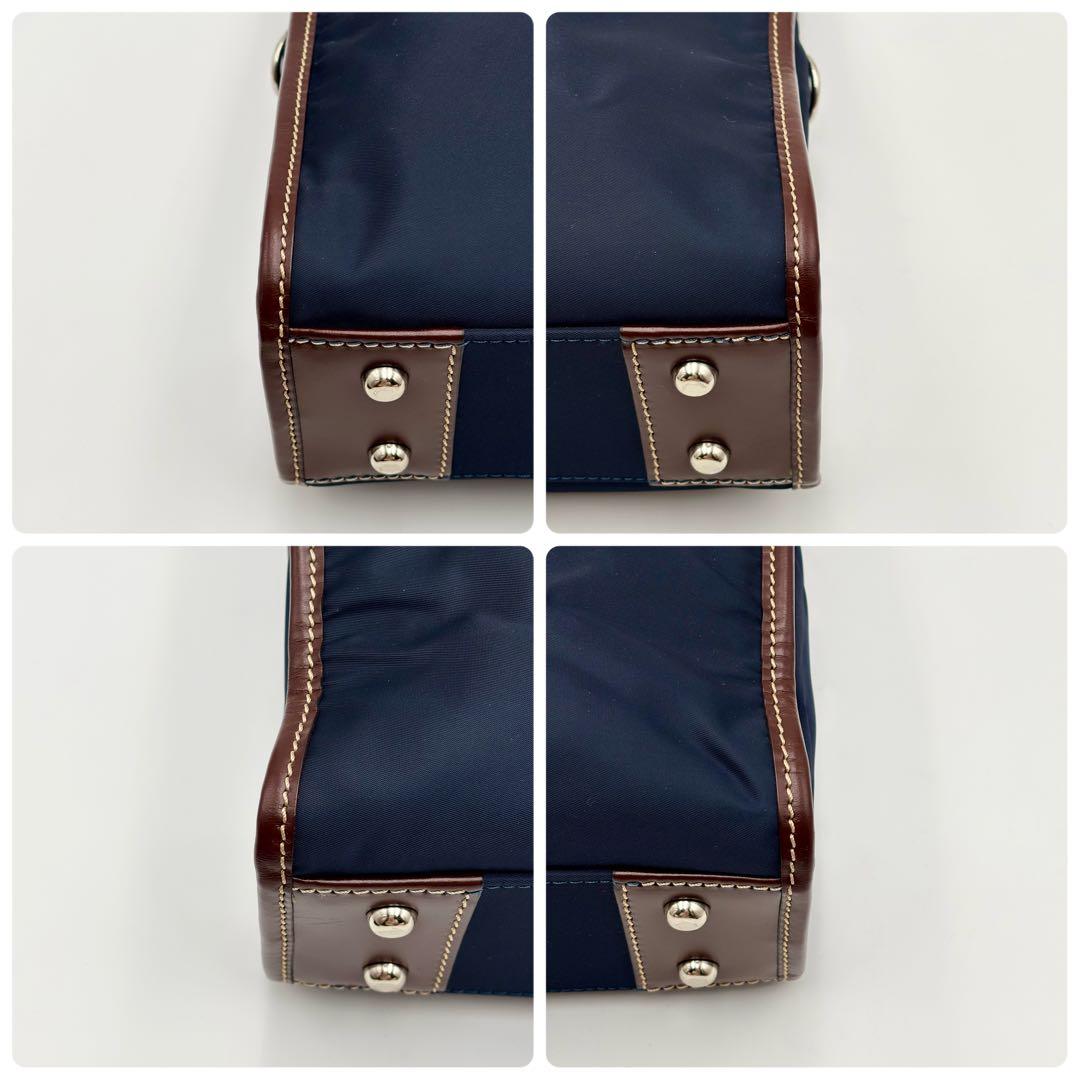 未使用級 ステファノマーノ ビジネスバッグ 2way ナイロン レザー ブルー