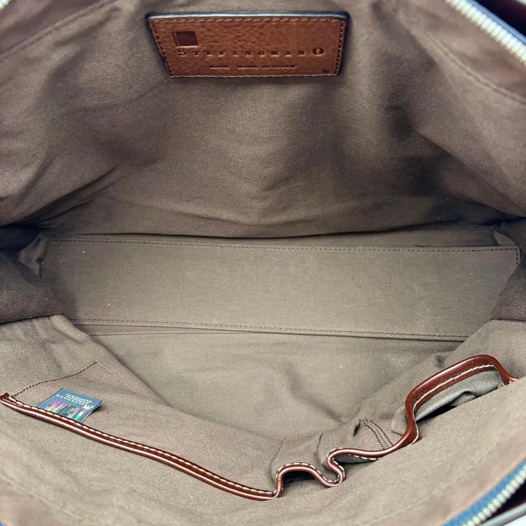 未使用級 ステファノマーノ ビジネスバッグ 2way ナイロン レザー ブルー