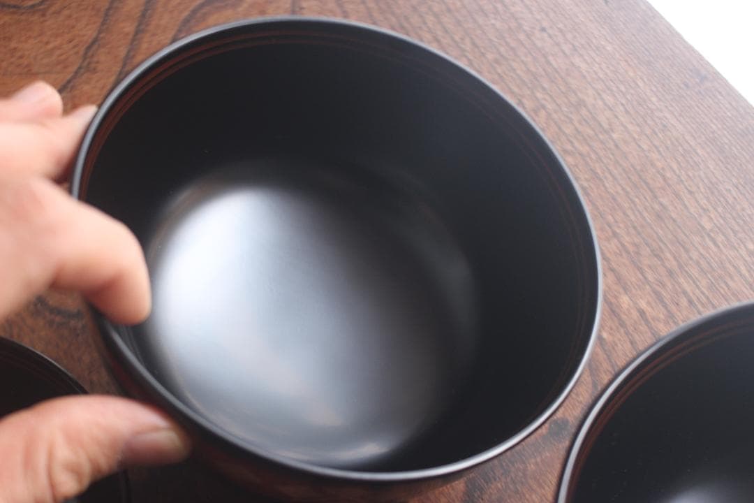 デッドストック！上質黒漆に極上秀衡蒔絵の映えるお椀2点（検山中塗