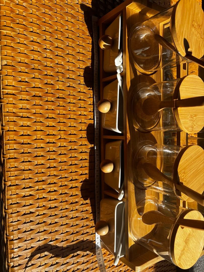 木製　調味料　オイル入れ　保存容器