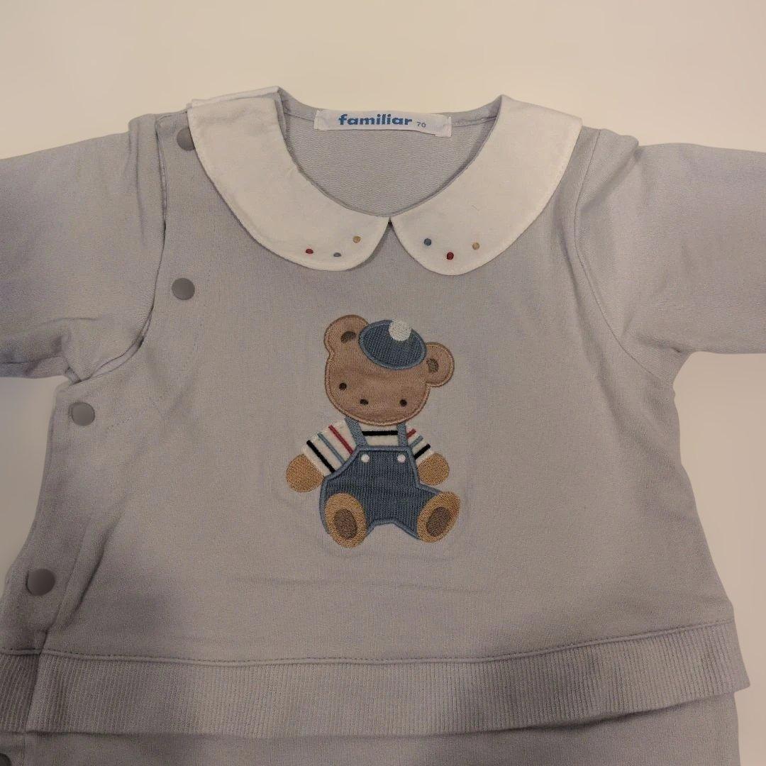 familiar ブルー ロンパース 70　水通しのみ✨️