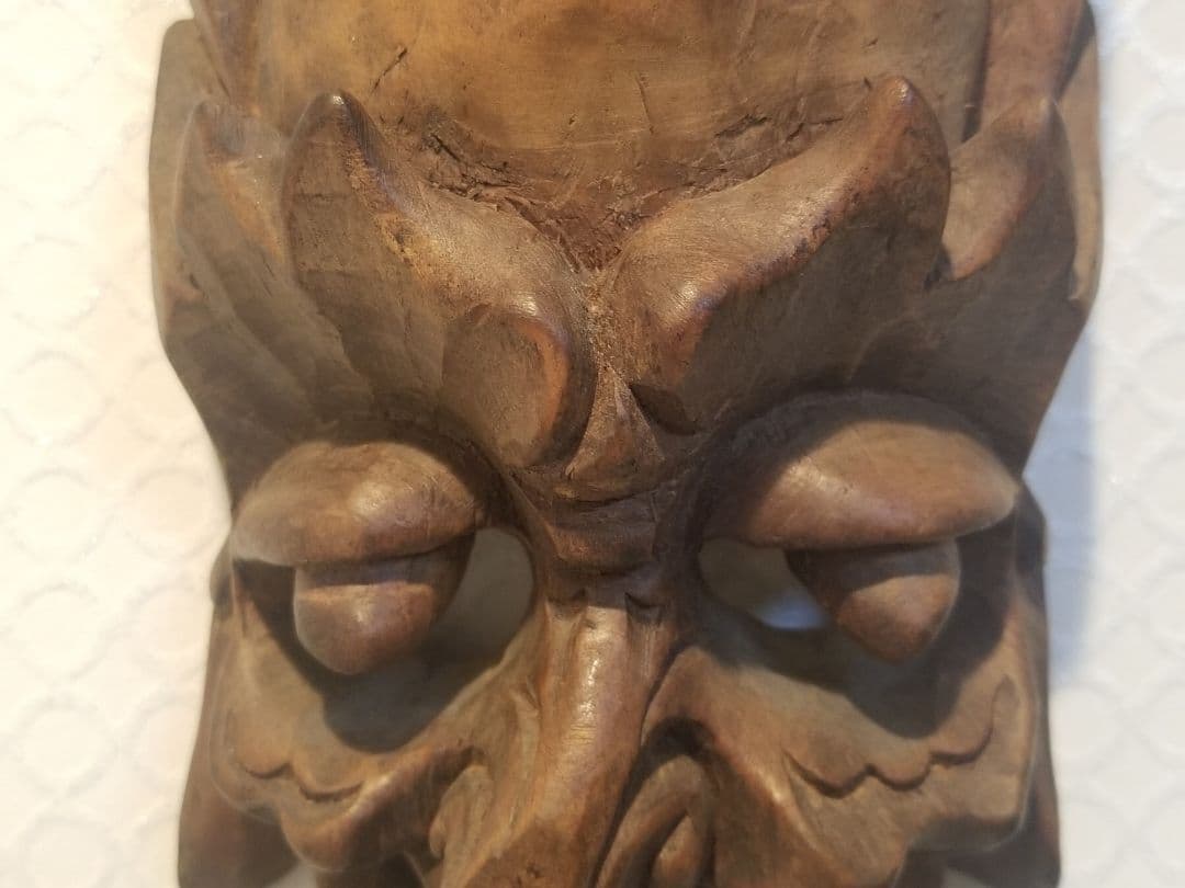 【新年セール】鬼滅の刃 儺舞面具 面具 時代物 骨董 蔵出し 木彫り 能面