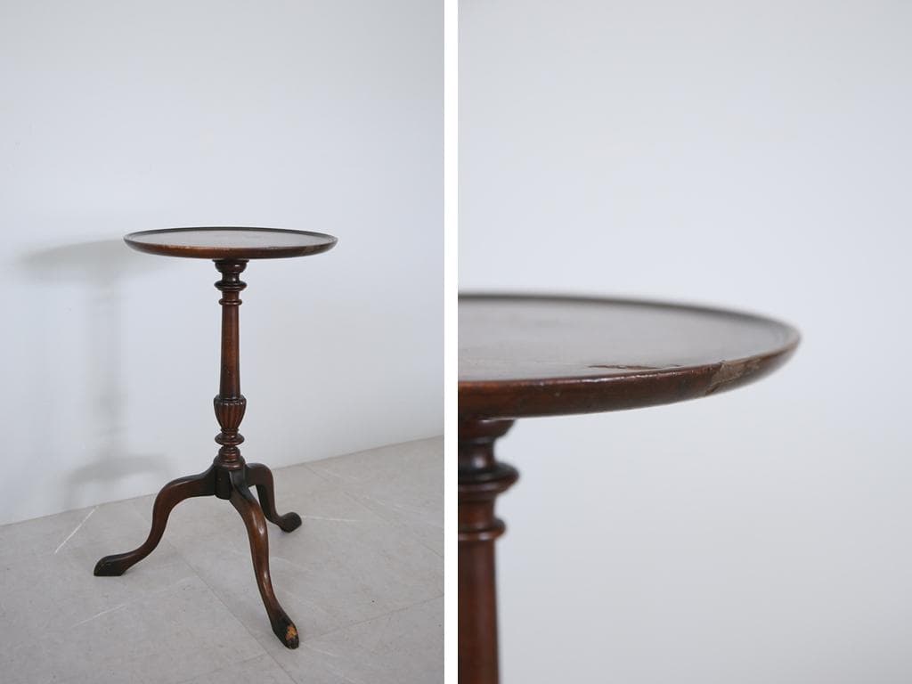英国アンティーク木製ワインテーブル/サイドテーブル/丸机/飾り棚(89-30-2