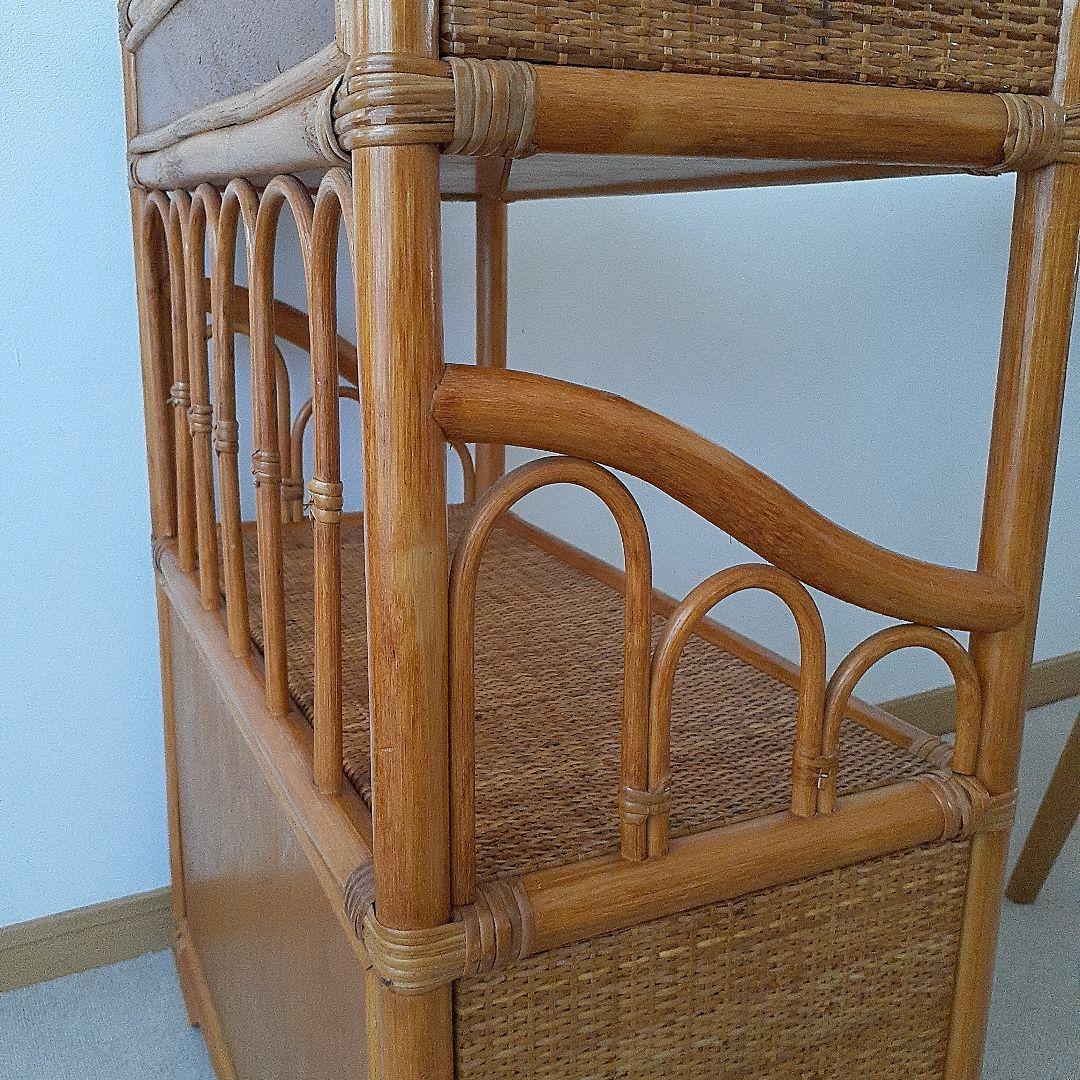 昭和レトロ　ラタン製オープンシェルフ