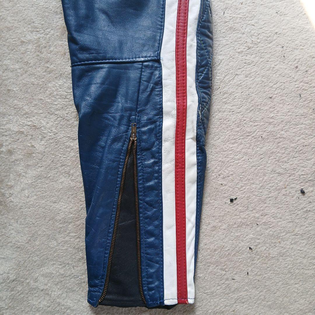 レザー パンツ 青