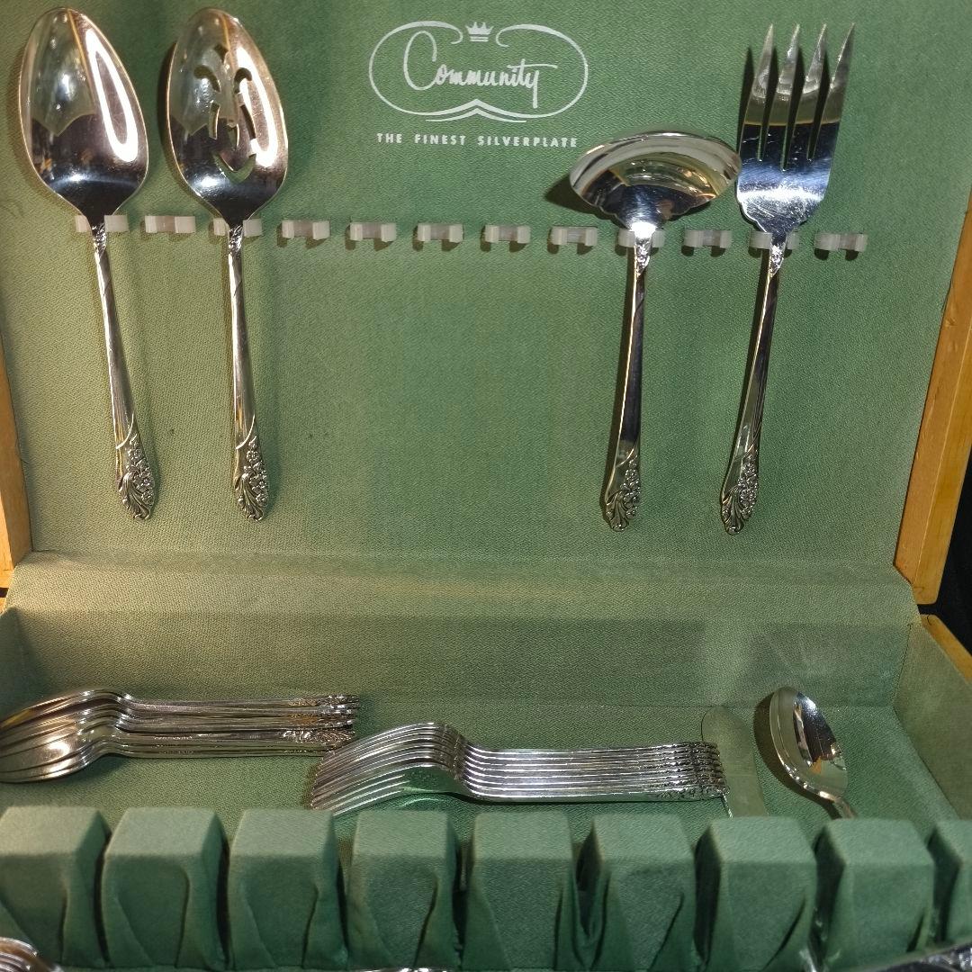 アメリカ骨董 コミュニティ シルバーカトラリーボックス付 全45点 1940年代