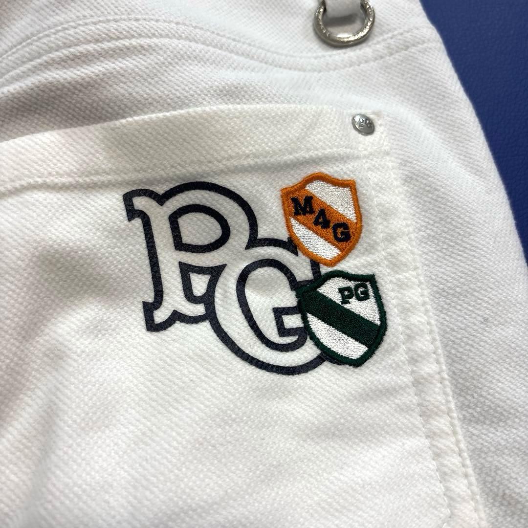 パーリーゲイツ　蓄熱　ロングパンツ　0/S ホワイト　秋冬　バックロゴ　刺繍