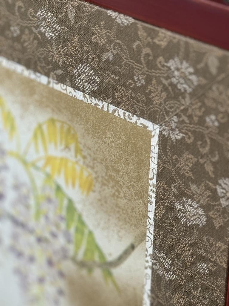 百花繚乱！「万葉百花百草」装飾銅金具付　二曲屏風　木下章