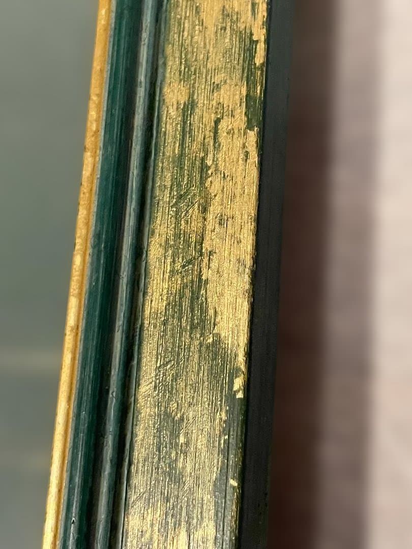 木製 大型 フレーム 額縁 絵画 写真 染色 展示 グリーン ゴールド 緑 金