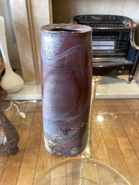 ダークブラウン 四角形 花瓶 箱付き