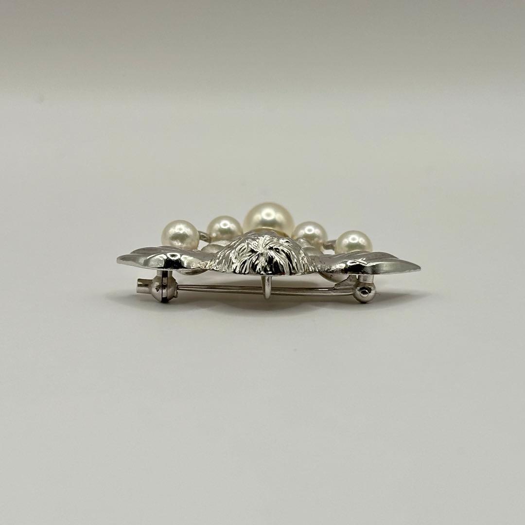 【美品】ブローチ トップK18 SILVER コンビ エンジェル 本真珠