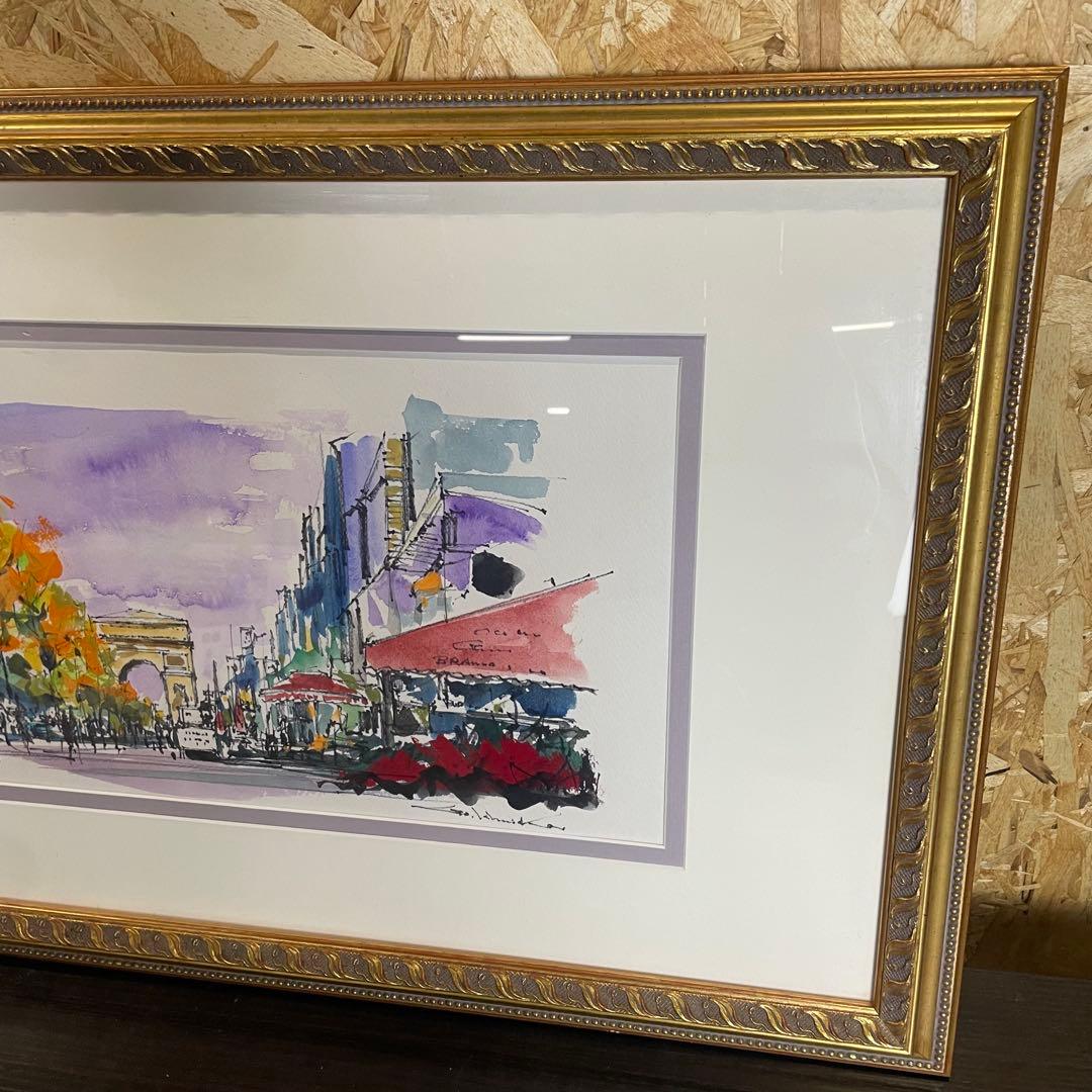 d*2様 【匿名発送】石岡剛 油絵　シャンゼリゼ大通り　風景画 額装 絵画 イン