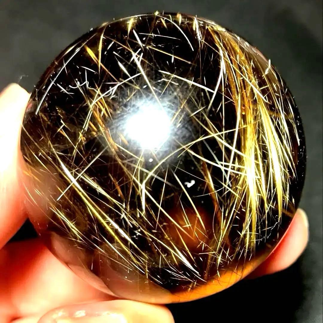 超絶綺麗✨48mm ゴールドルチルクォーツ　丸玉　スフィア　金針水晶