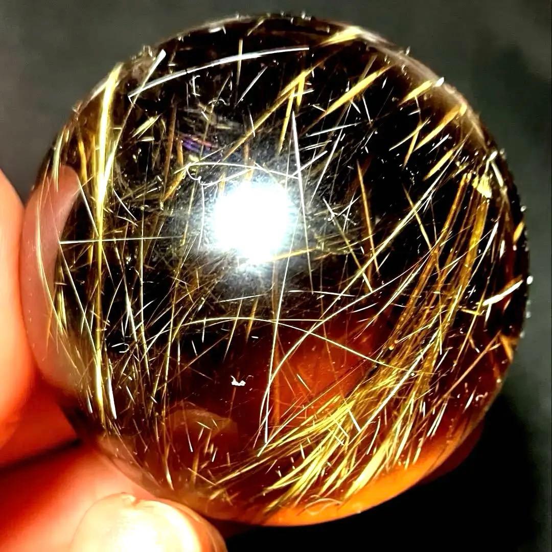 超絶綺麗✨48mm ゴールドルチルクォーツ　丸玉　スフィア　金針水晶