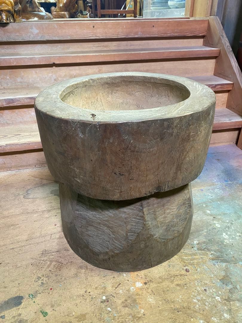 お餅つき　臼　レトロ　置物　工芸品　骨董品　インテリア　017