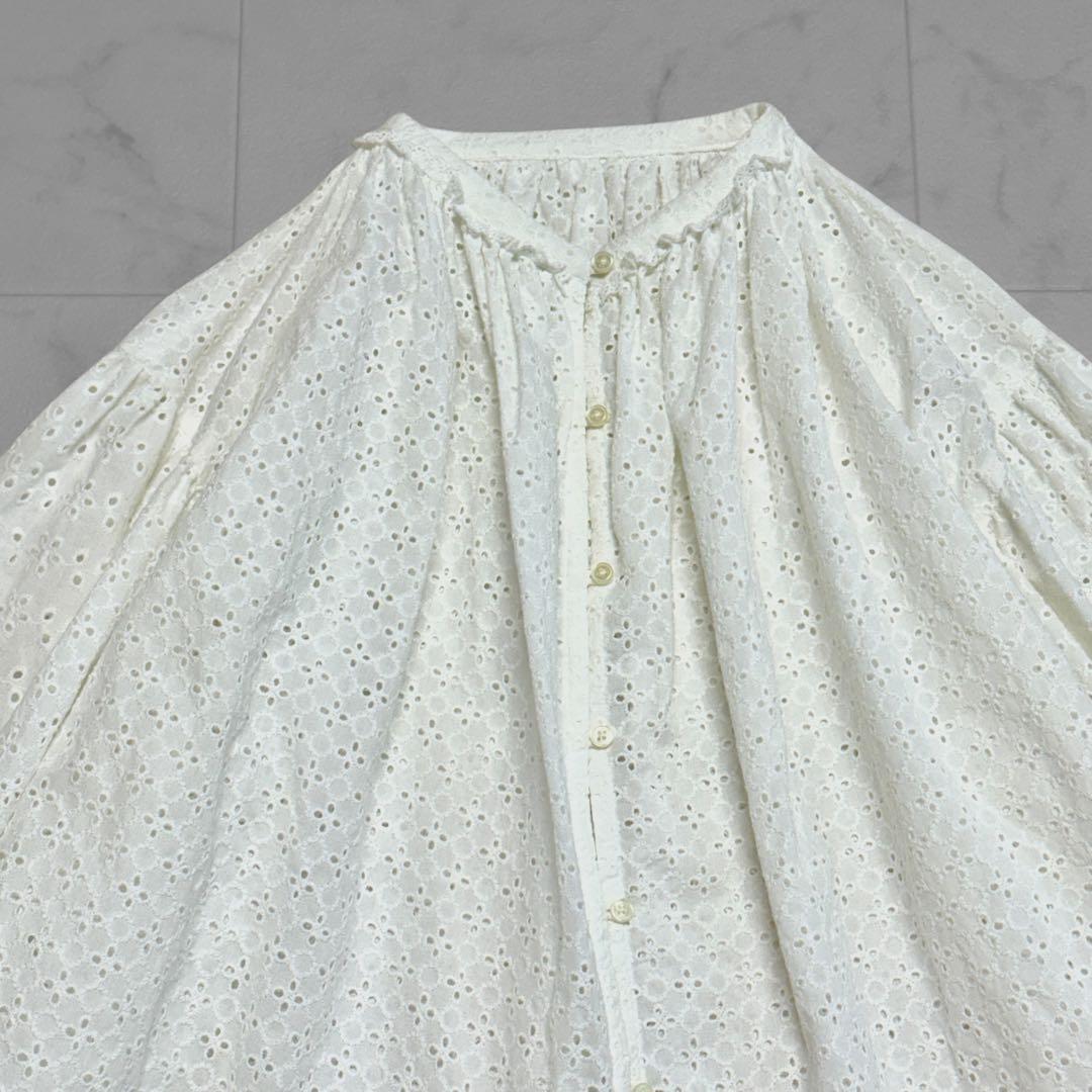 ビームスボーイ　レース ブラウス ペプラム カットワーク オーバーサイズ ワイド