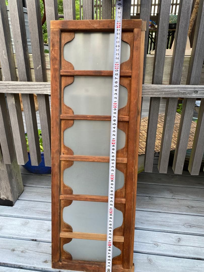 和風木製　欄間　2枚セット　すりガラス付き　アンティーク　レトロ