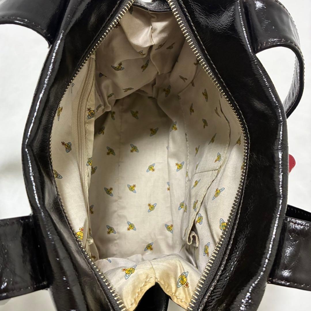 【美品】ヴィヴィアンウエストウッド ハンドバッグ エナメル スカル オーブ 黒