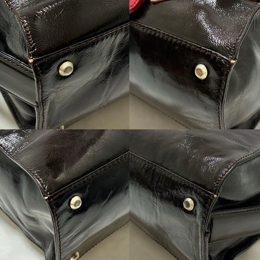 【美品】ヴィヴィアンウエストウッド ハンドバッグ エナメル スカル オーブ 黒