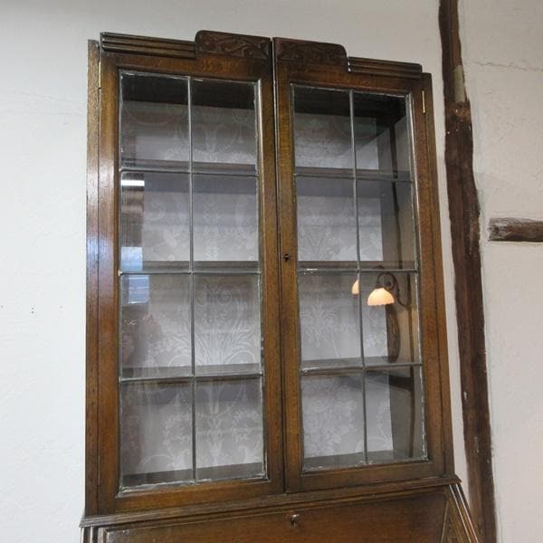 イギリス製 アンティーク 家具 ビューローブックケース デスク 本棚 6172e