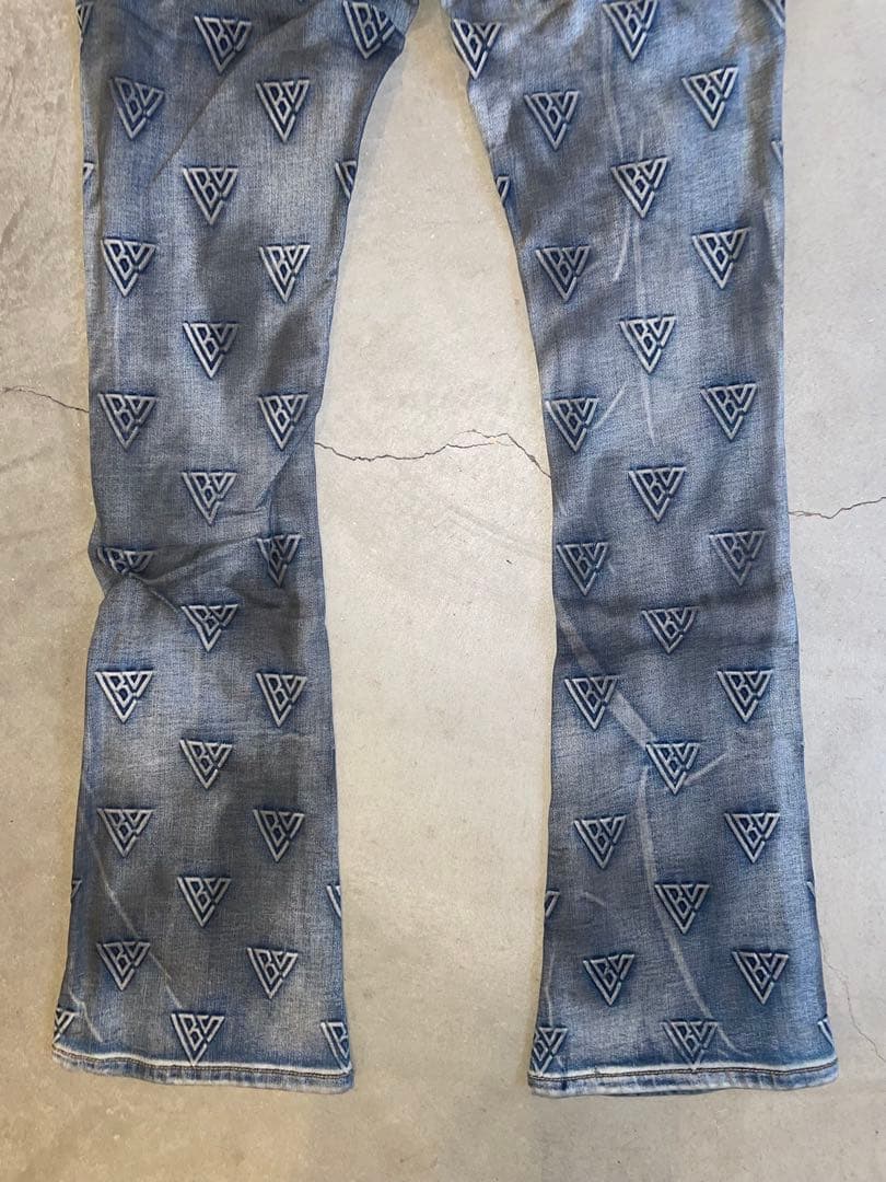 VALABASAS バラバサス モノグラムスキニーフレアデニム 28 ラスト一点