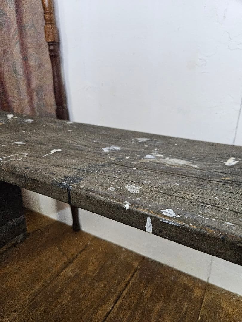 フランスアンティーク 古い木のベンチ プリミティブ チェア 長椅子 飾り台 花台