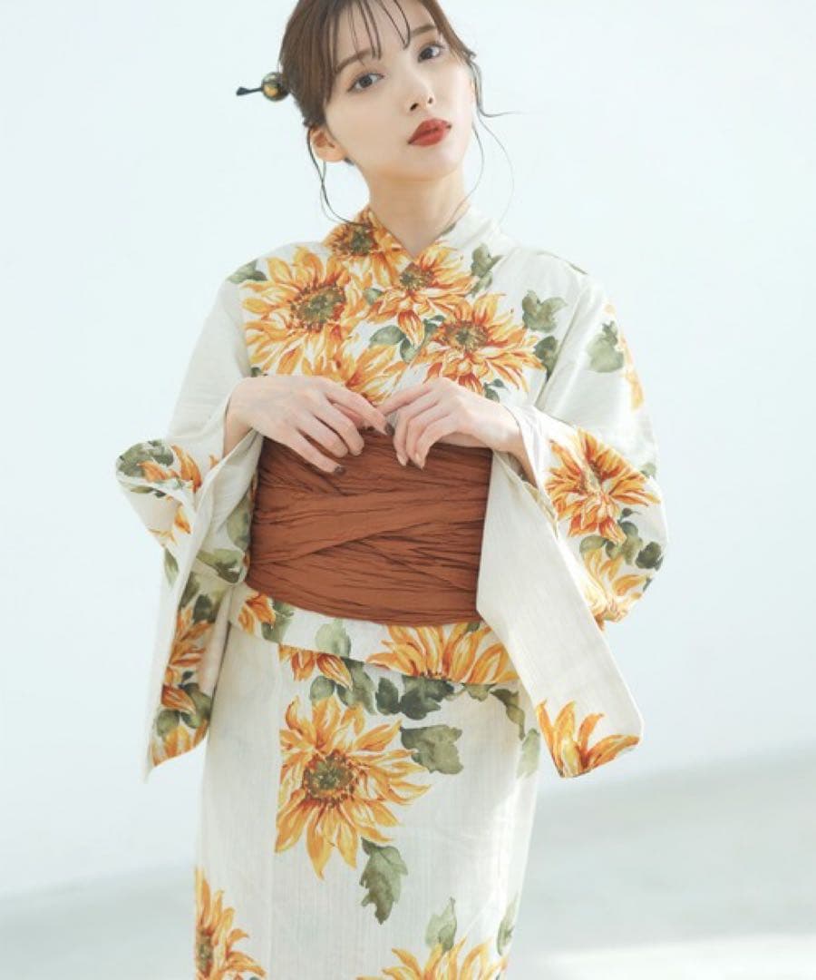 1人で着られる浴衣3点セット 和歌山染工日本染め（浴衣・しわ兵児帯・下駄）【K】