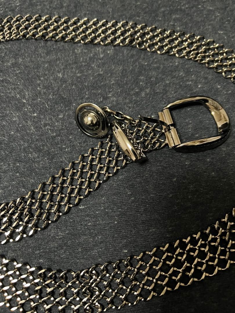 美品 Vivienne Westwood チェーンベルト ガンメタル 立体オーブ