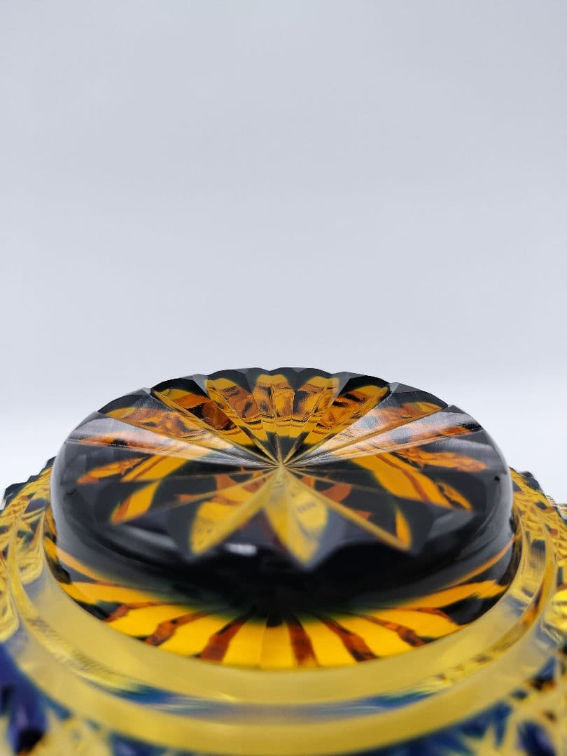 希少品☆江戸切子 小鉢 五寸皿 琥珀瑠璃（切子、江戸切子、薩摩切子）