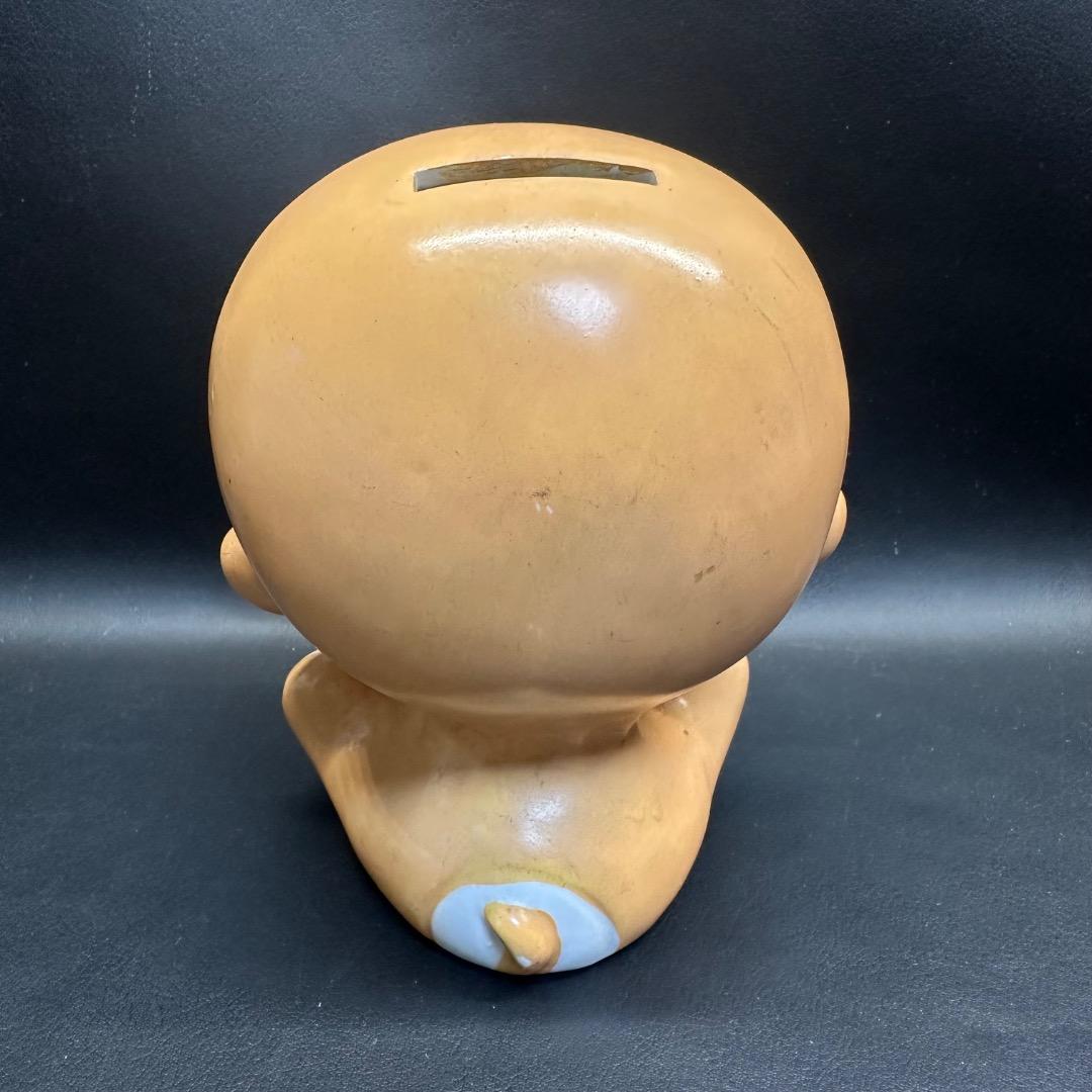 ♡Fa右1012 レトロ 陶器製 貯金箱 猿 黒縁メガネ ヴィンテージ