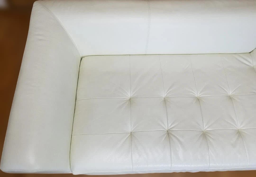 IDC 大塚家具 本革 ソファ L/Sコンフォート11 ホワイト レザー 中古