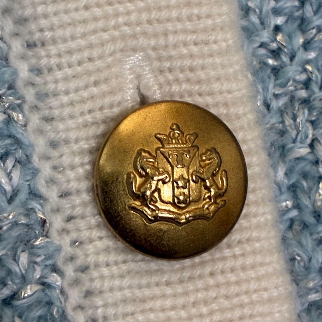 高島屋 未使用タグ付 カシミヤ ツイード 金ボタン ラメ ボレロ ノーカラー