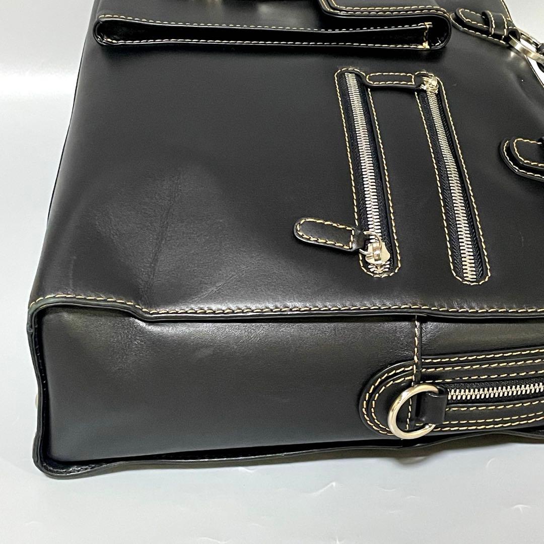 GOLD PFEIL ゴールドファイル レザー ビジネスバッグ 黒 使用感少な目