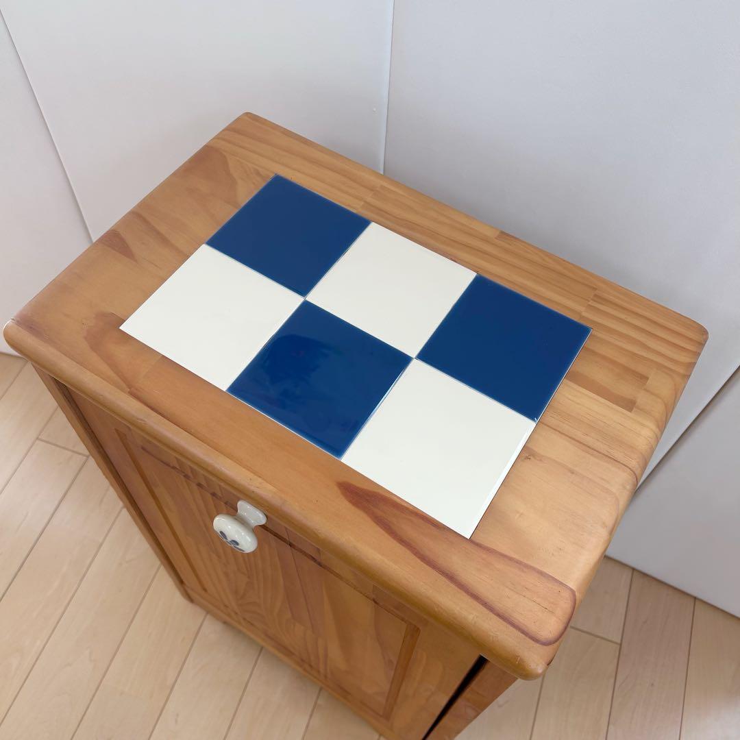 北欧　ダストボックス　パイン集成材　ダスト収納　タイル張り　24ℓバケツ付き