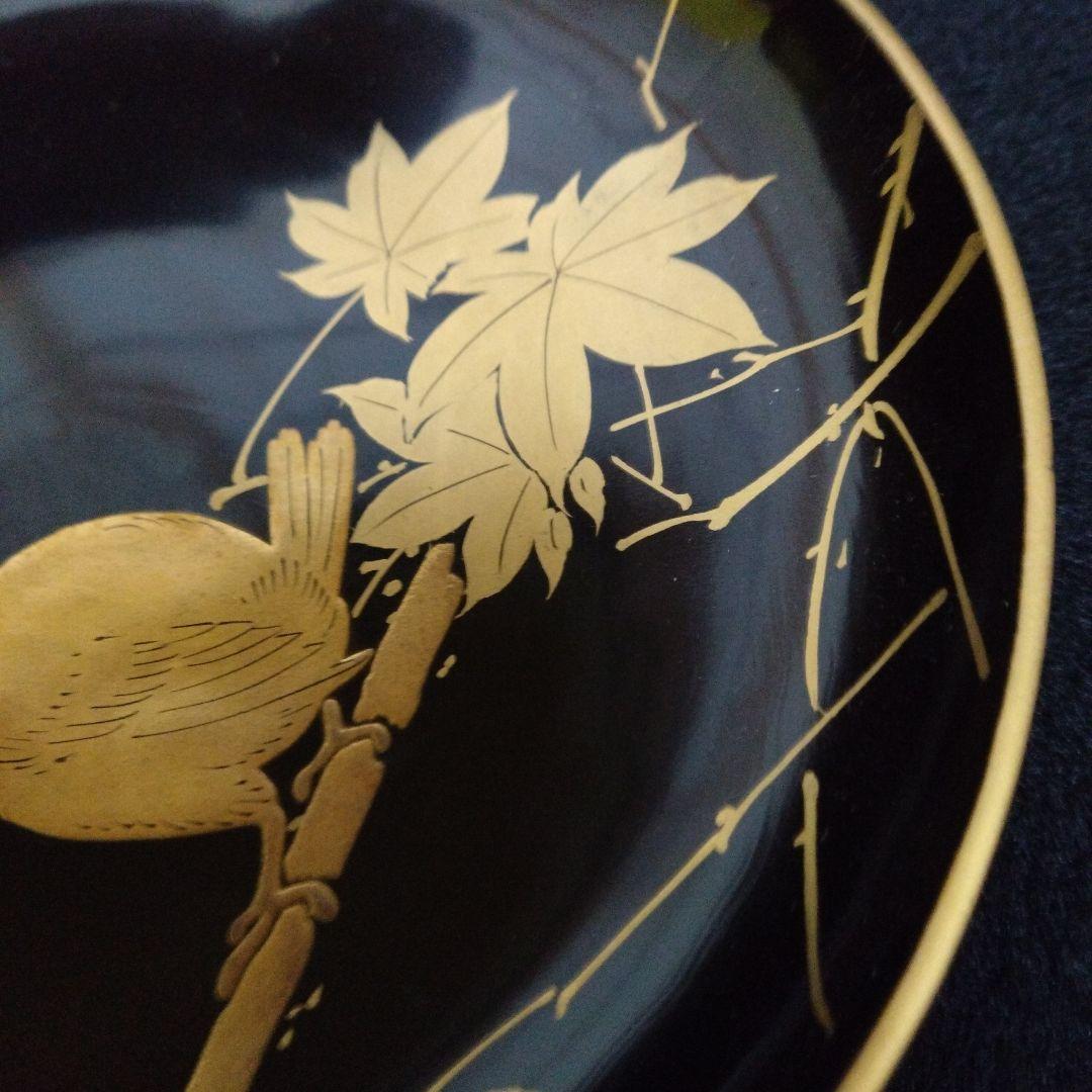 【漆器】輪島塗　江戸期　金蒔絵　金縁　本漆塗　紅葉鳥紋様