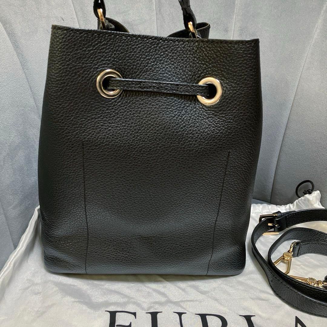 FURLAフルラ　コスタンザ　2way巾着バッグ/ショルダーバッグ　黒ブラック