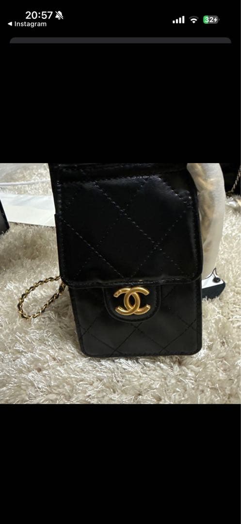 さ*り様 CHANEL 黒 レザー ショルダーバッグ