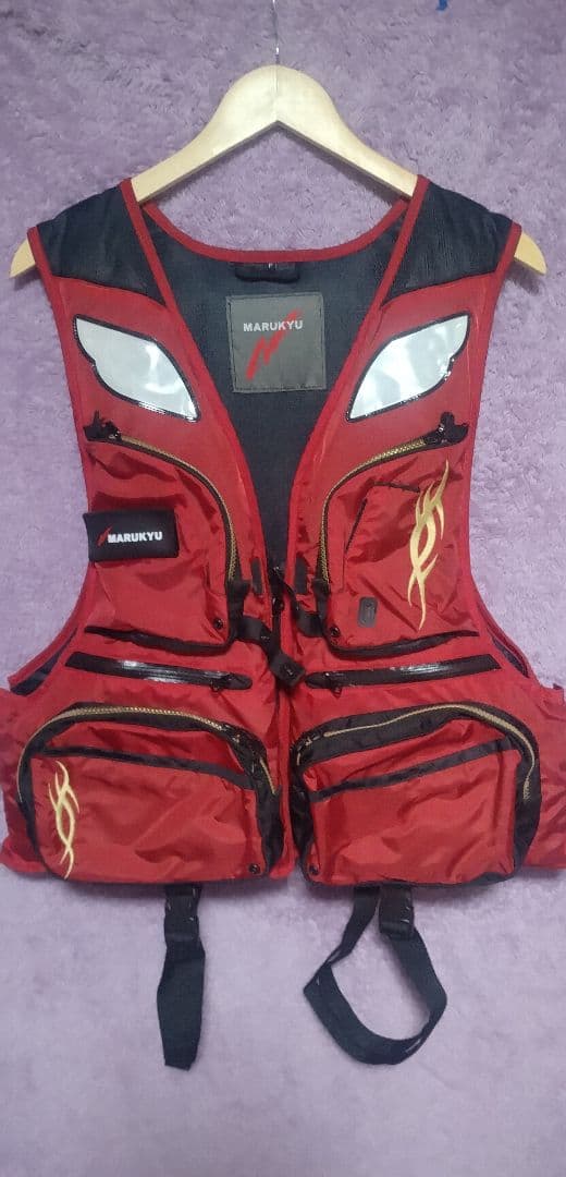 MARUKYU フィッシングベスト 赤