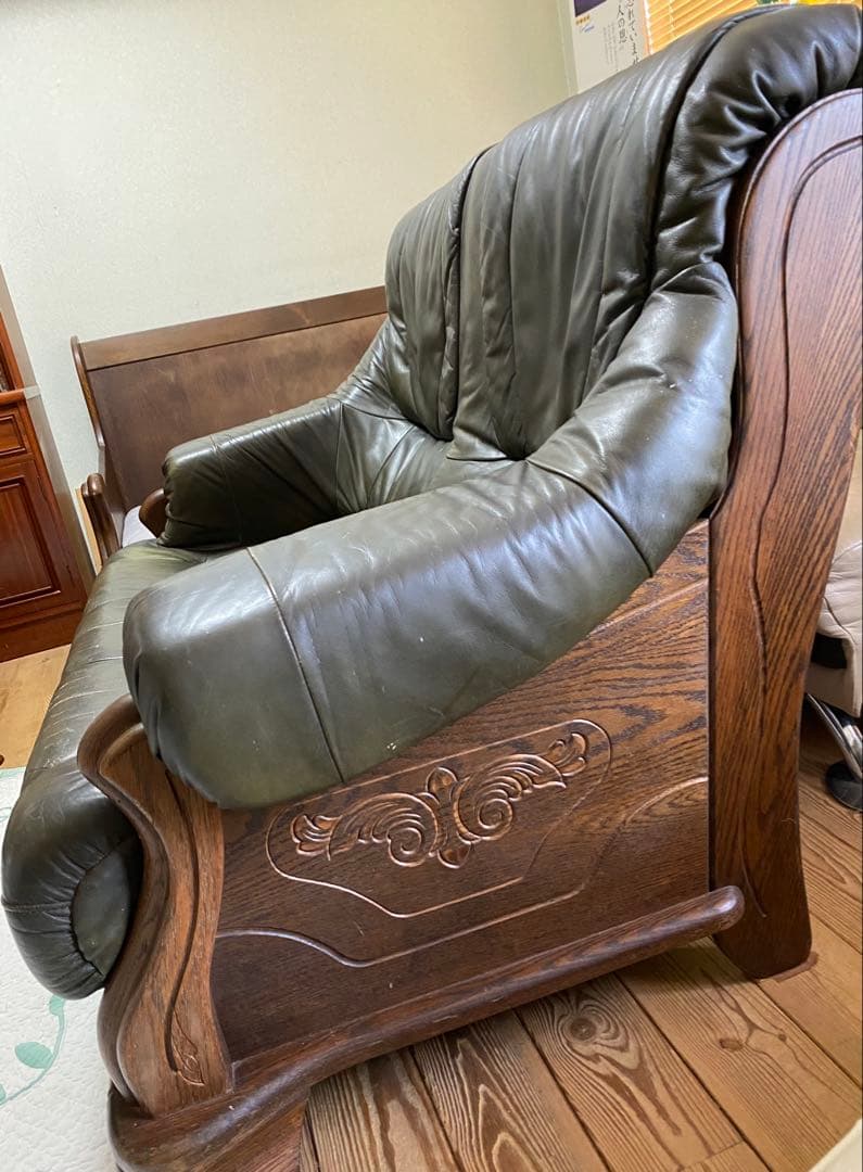 オランダ家具 / ダッチカントリー　本革ソファ ２人掛けソファ