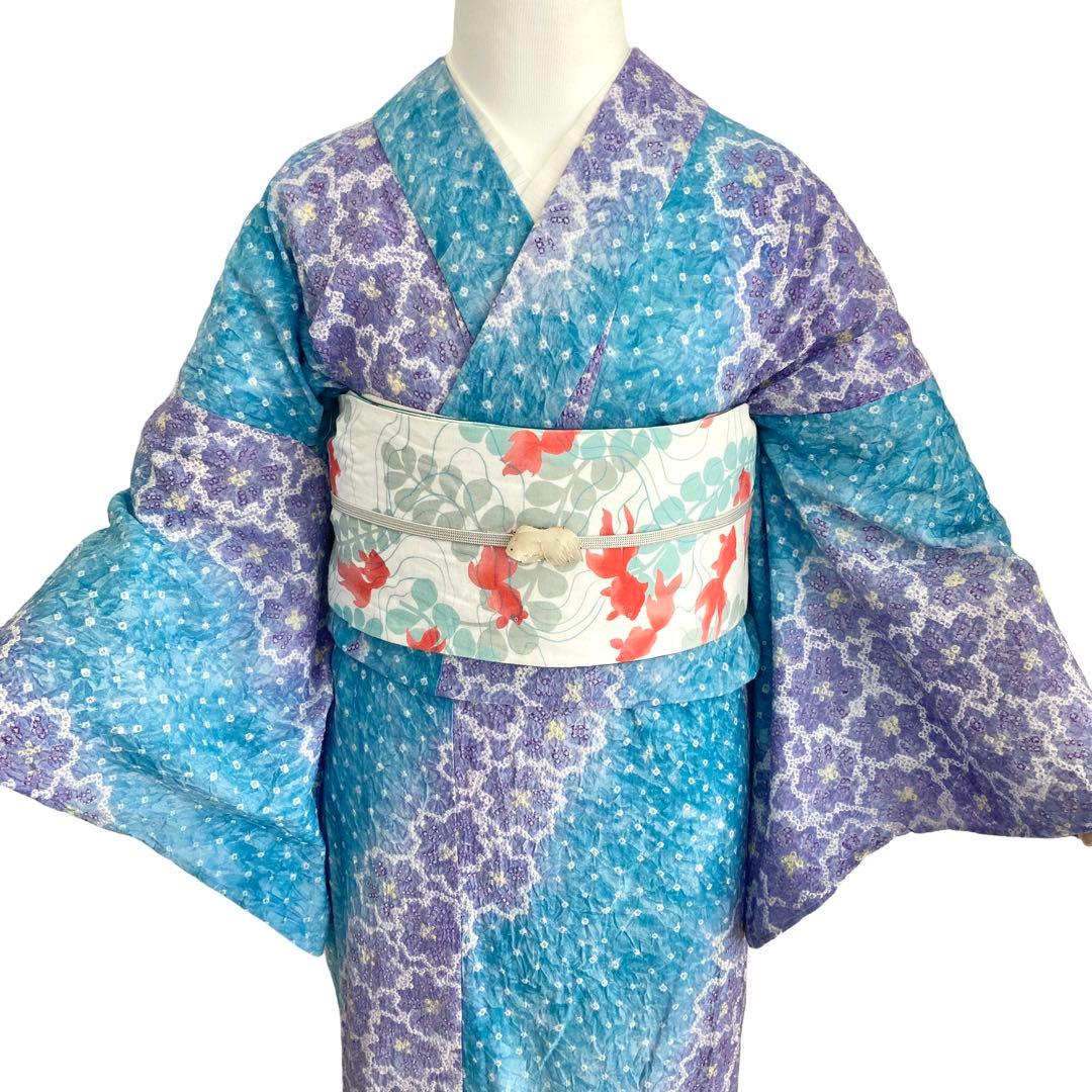 ™️56 身丈161 有松絞り　絞り染め　絞り浴衣　浴衣
